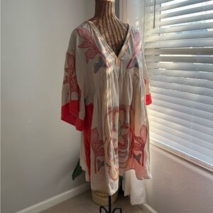 Umgee Cream and Red Midi Dress